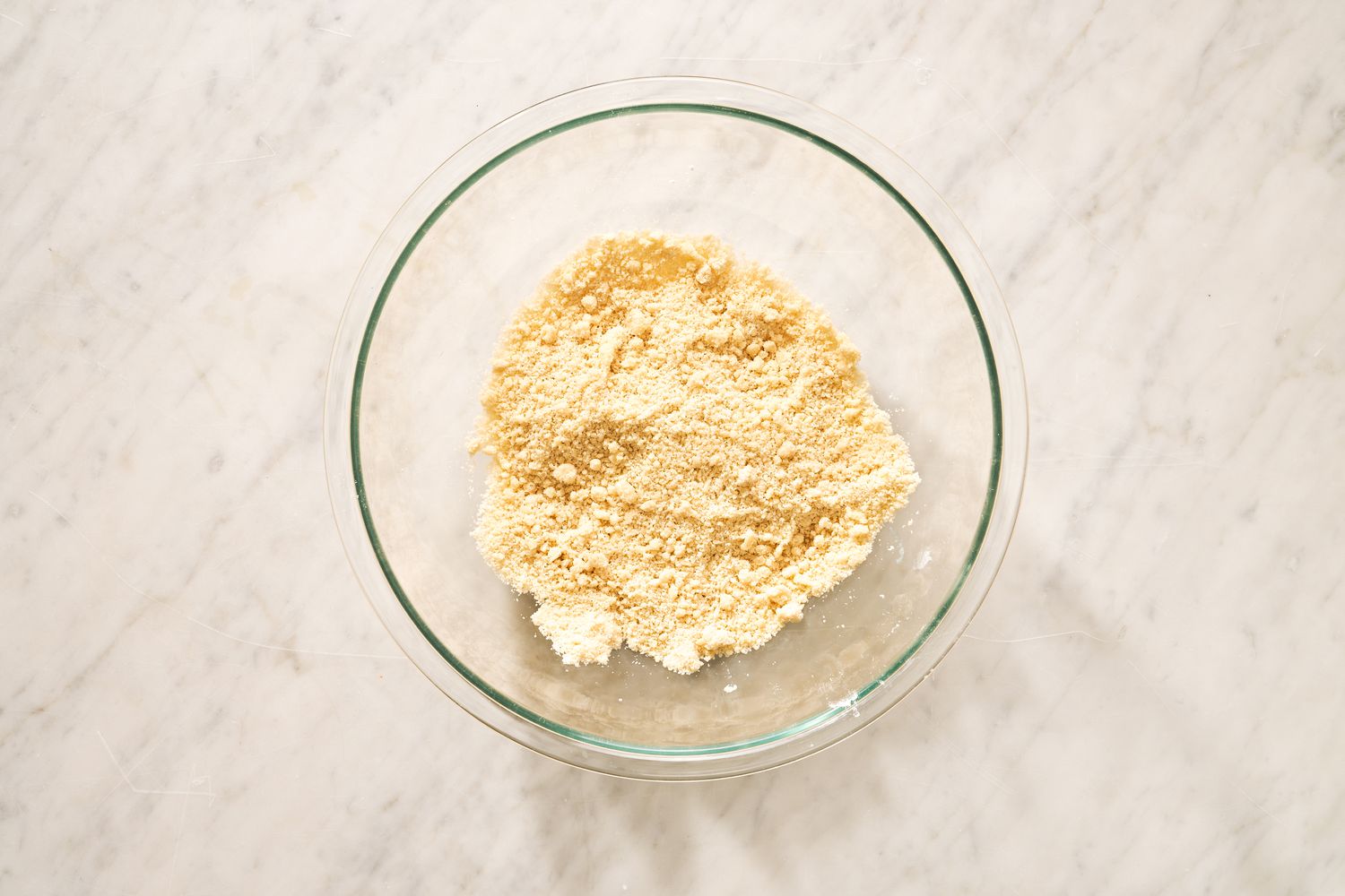 dry ingredients for crust in a bowl for peach and raspberry pandowdy recipe