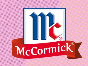 McCormick logo with a ribbon colorful background