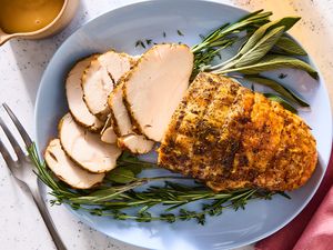 Bourbon-Roasted Turkey Breast on a platter
