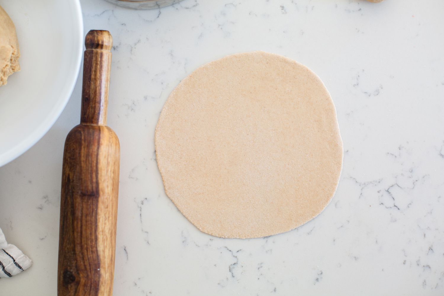 A circle of dough for chapati.