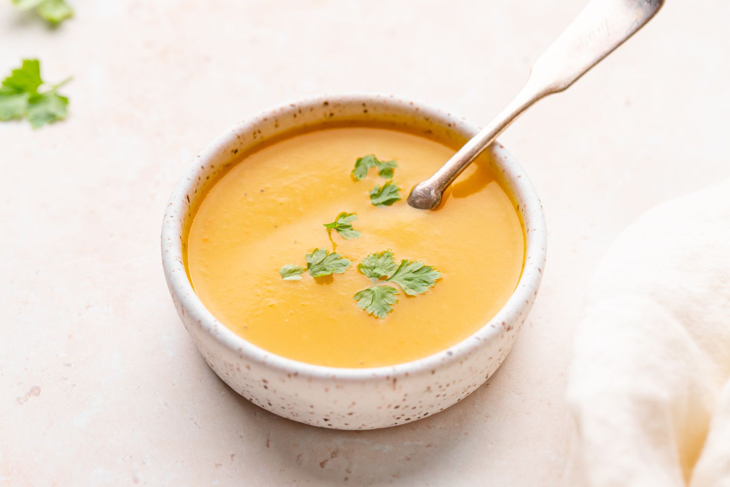 A bowl of butternut squash soup.