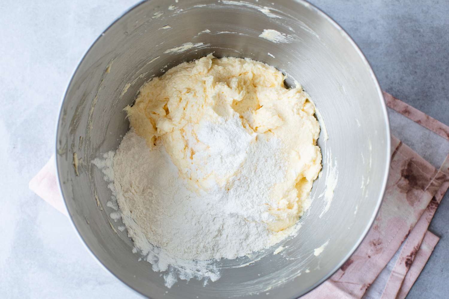 Dry Ingredients Added to Butter/Sugar Mixture for Coconut Cupcakes Recipe