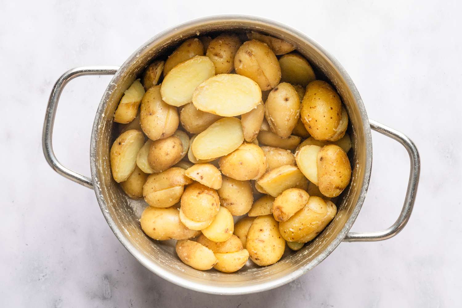 cooked potatoes after shaken in the pot for bang bang potatoes recipe 