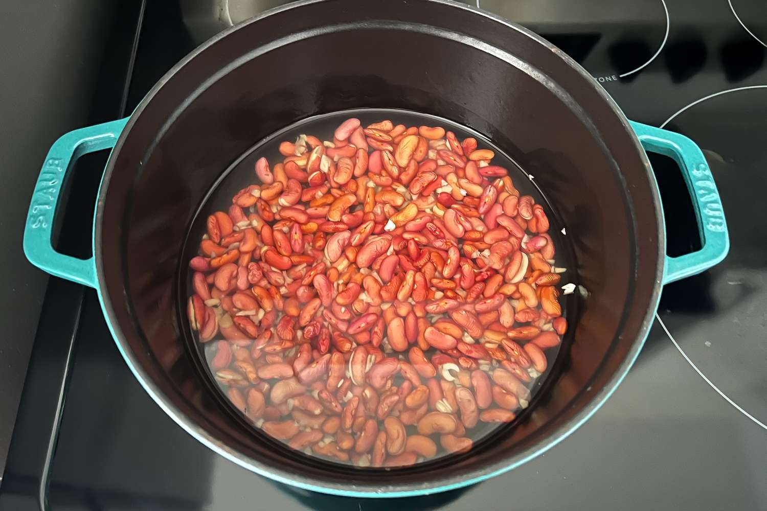 Beans in Dutch Oven for Jamaican Rice and Peas