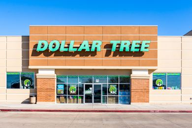 Dollar Tree storefront with logo and entrance visible.
