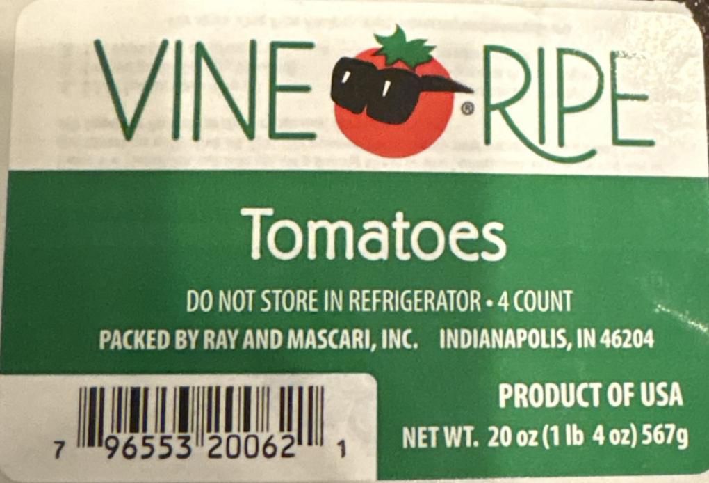 Vine Ripe Tomatoes label