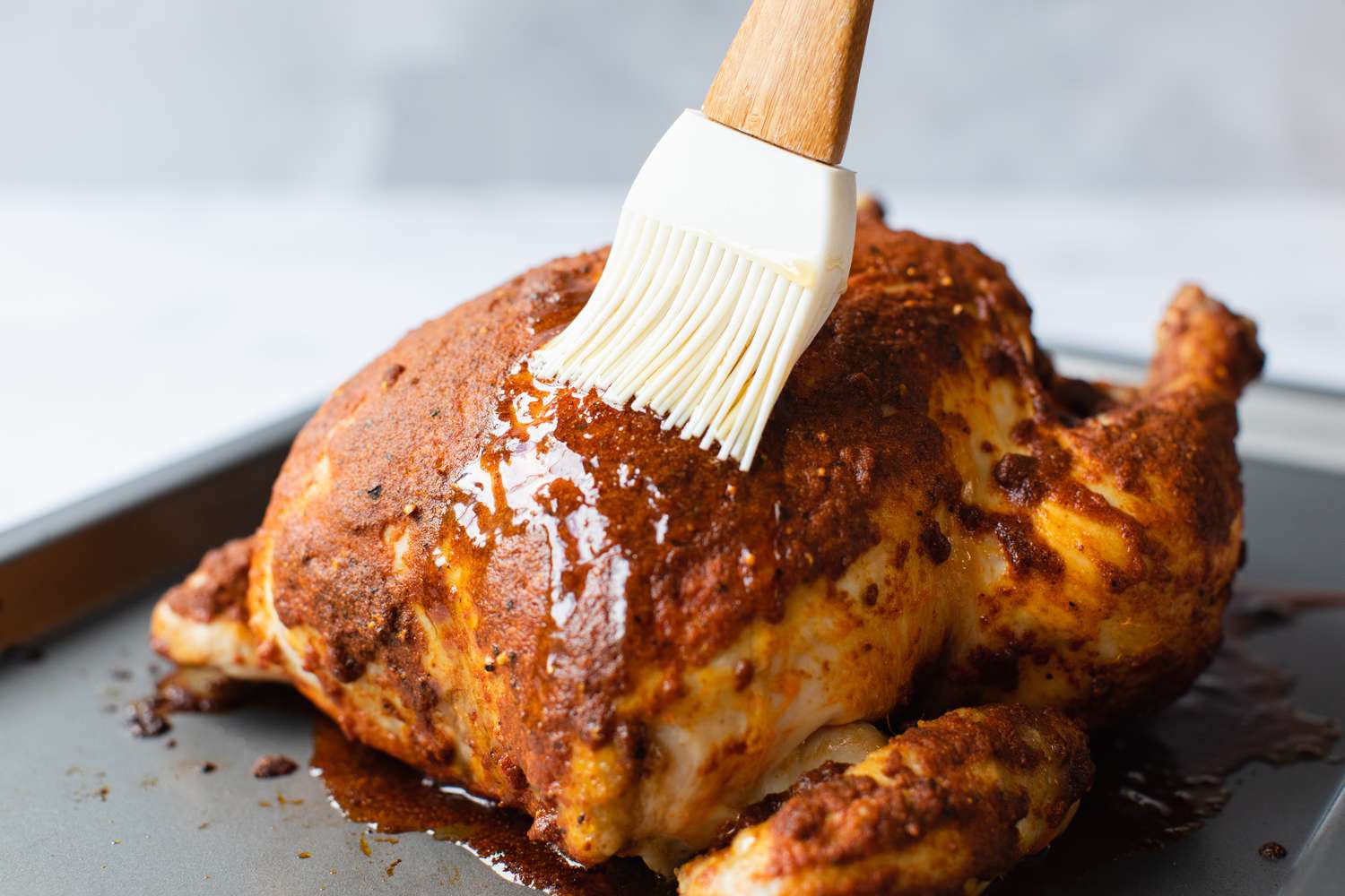 Chicken with Smoked Paprika Basted with a Pastry Brush 