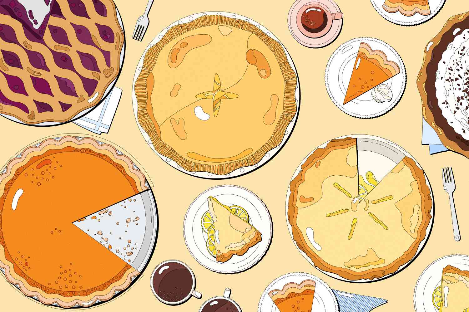 Illustration of pies