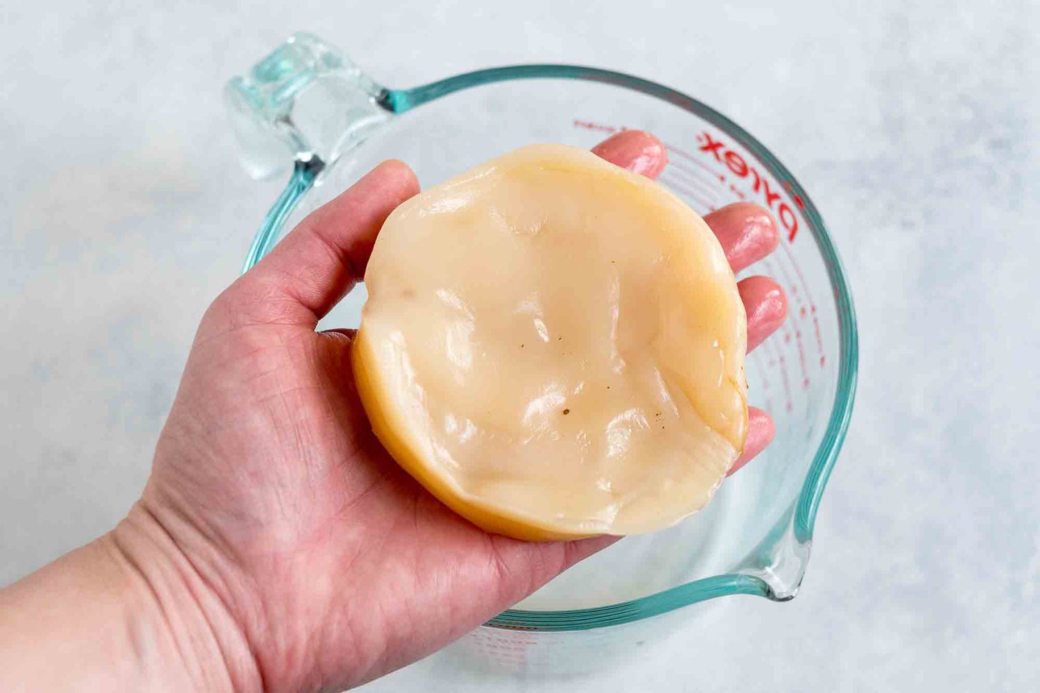 Remove the scoby from your current batch of kombucha and place it in a bowl or measuring cup