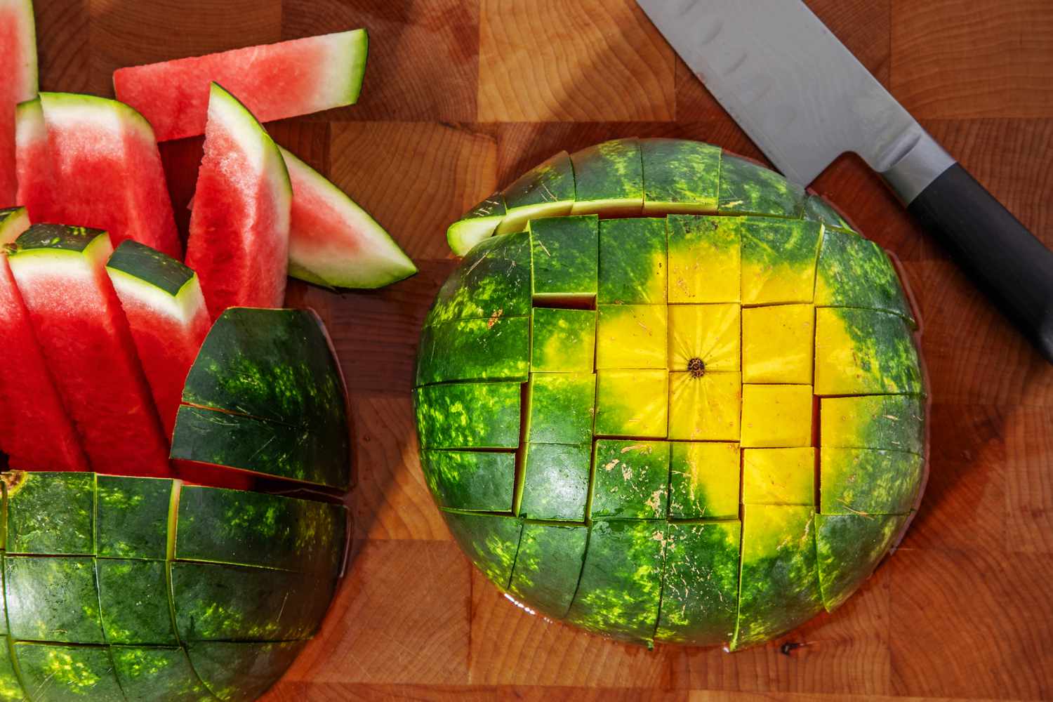Cut watermelon into batons or sticks
