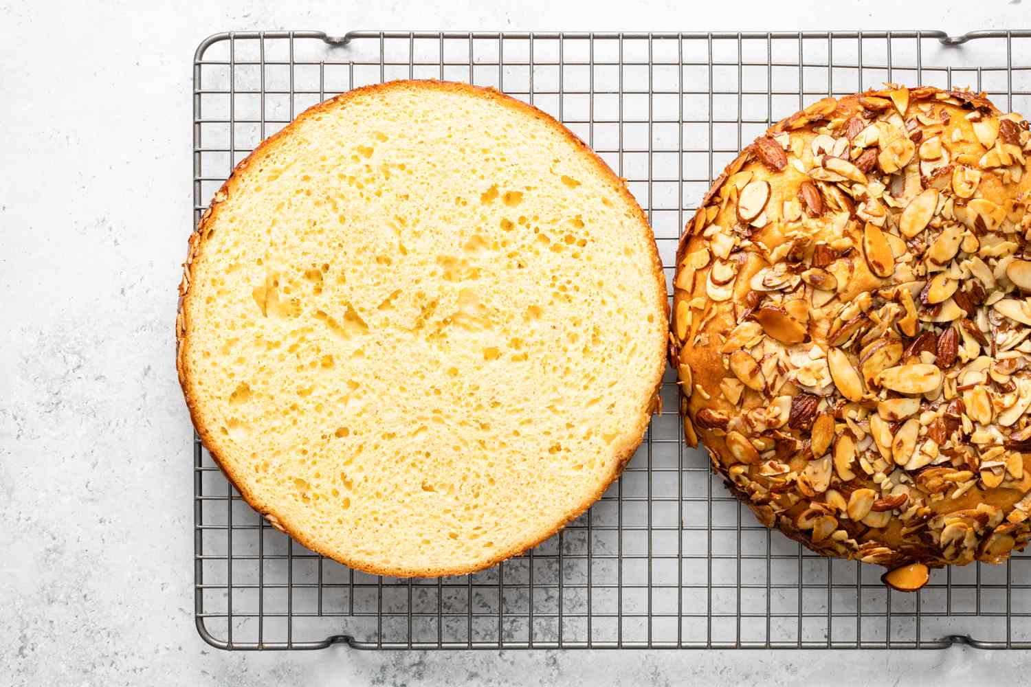 Halved Bee Sting Cake on Cooling Rack 