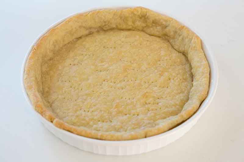 Prebaked crust in a pie pan