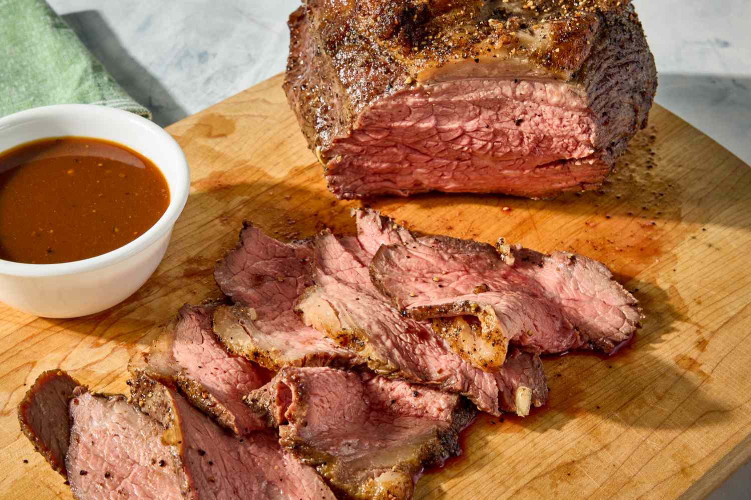 A classic roast, sliced and ready to serve