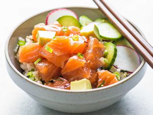 Salmon Poke Bowl with avocado