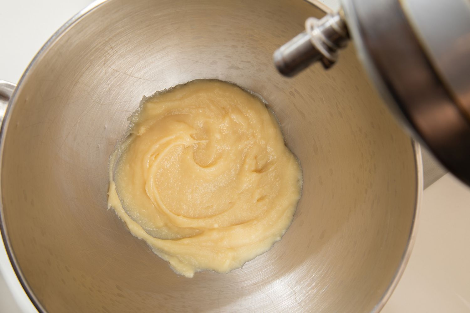 Tangzhong in the mixer bowl for salted honey rolls recipe