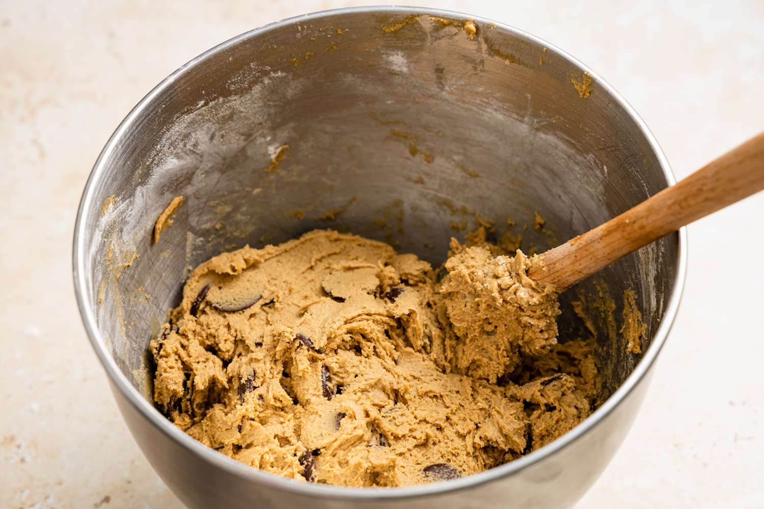 chocolate chip cookie dough in a bowl