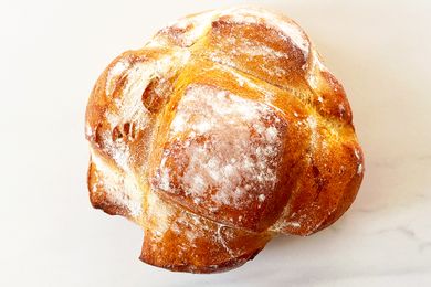 A loaf of bread on a light surface