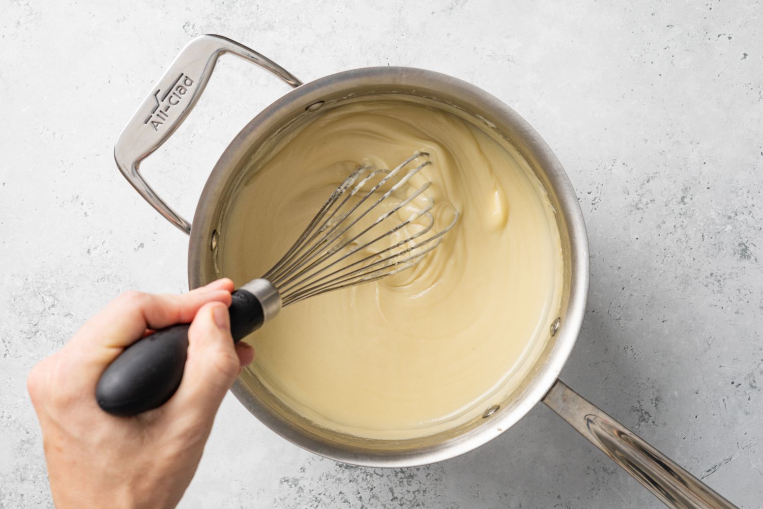 Custard Whisked Together in Sauce Pan