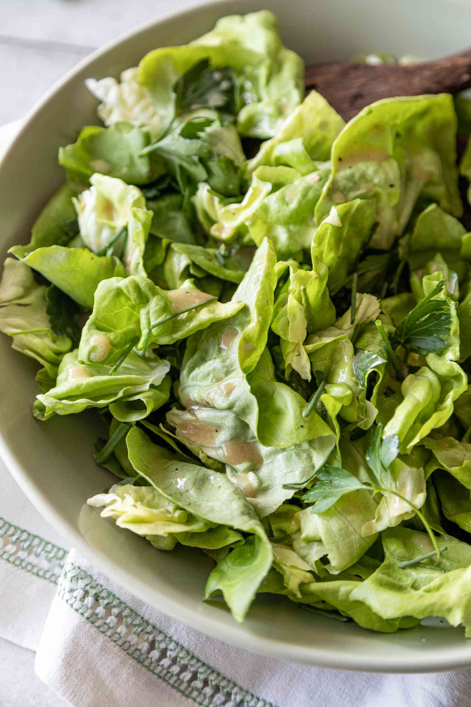 Green Salad with Fresh Herbs and Red Wine Vinaigrette 