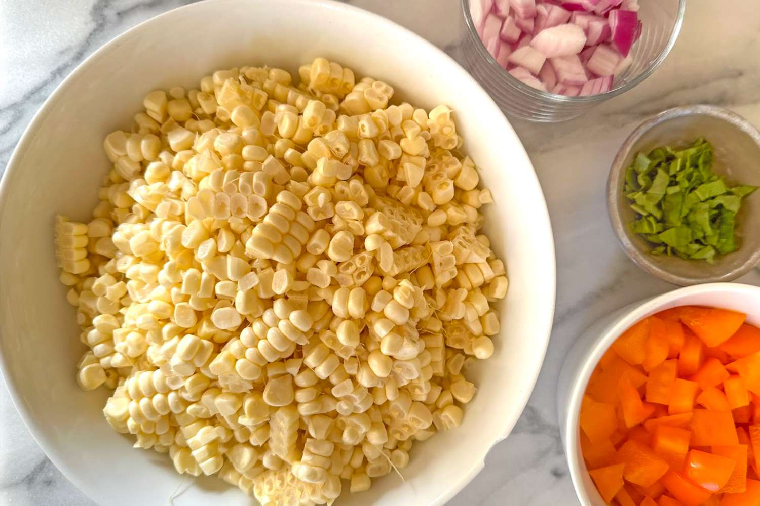 Ingredients to make Ina Garten's Corn Confetti