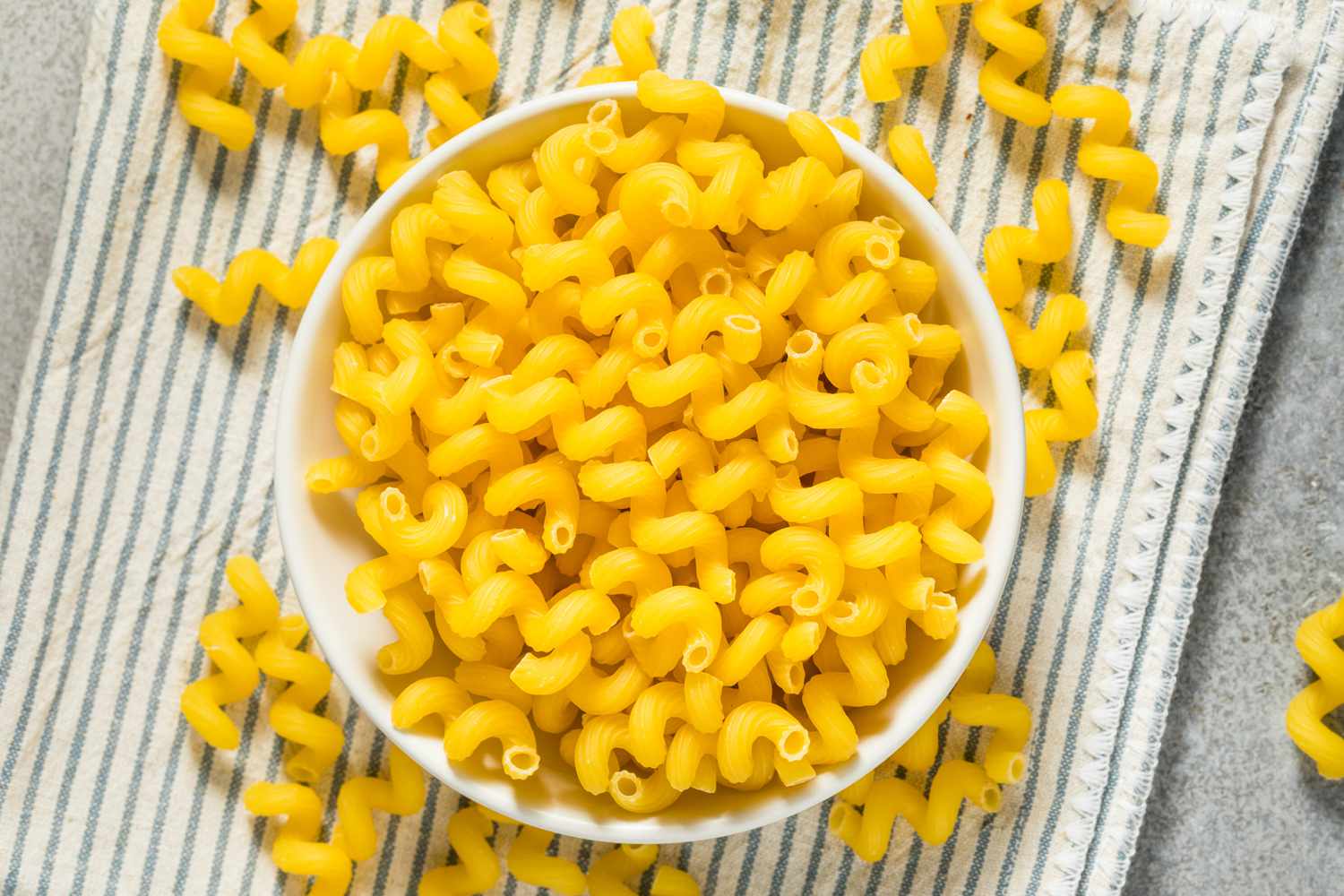 Dry cavatappi pasta in a bowl