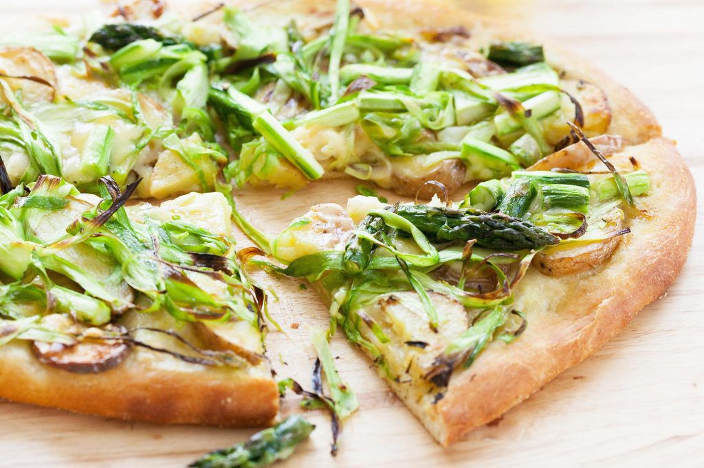 Shaved Asparagus and Potato Pizza