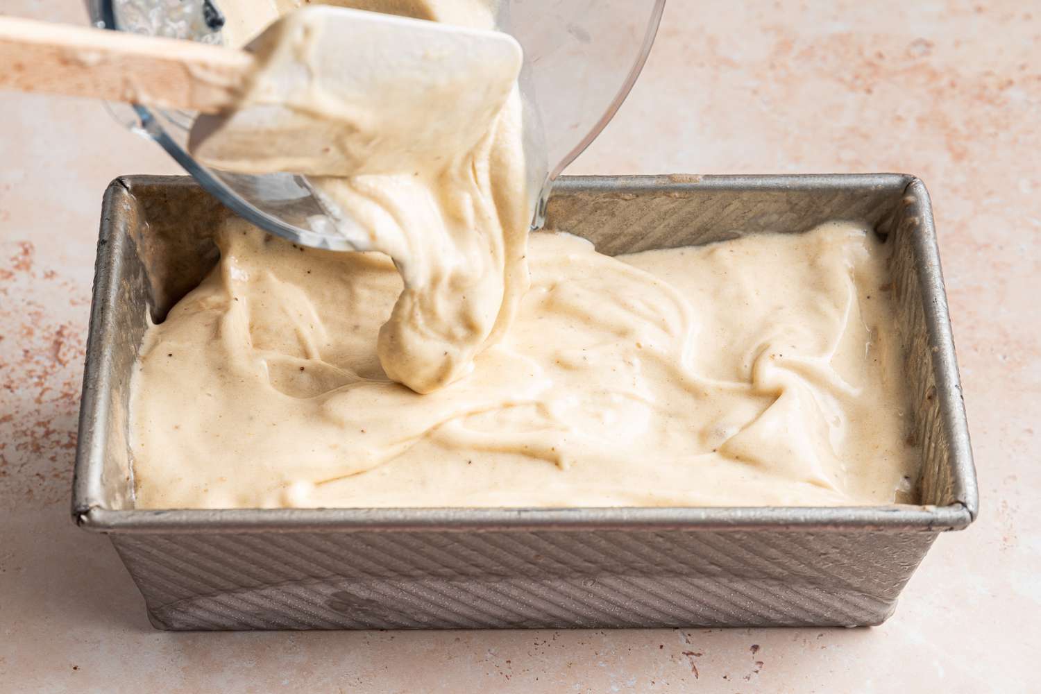 Banana Nice Cream Poured Into a Gelato Pan From the Blender 