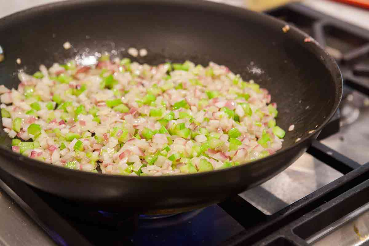 cook onions and celery for caponata