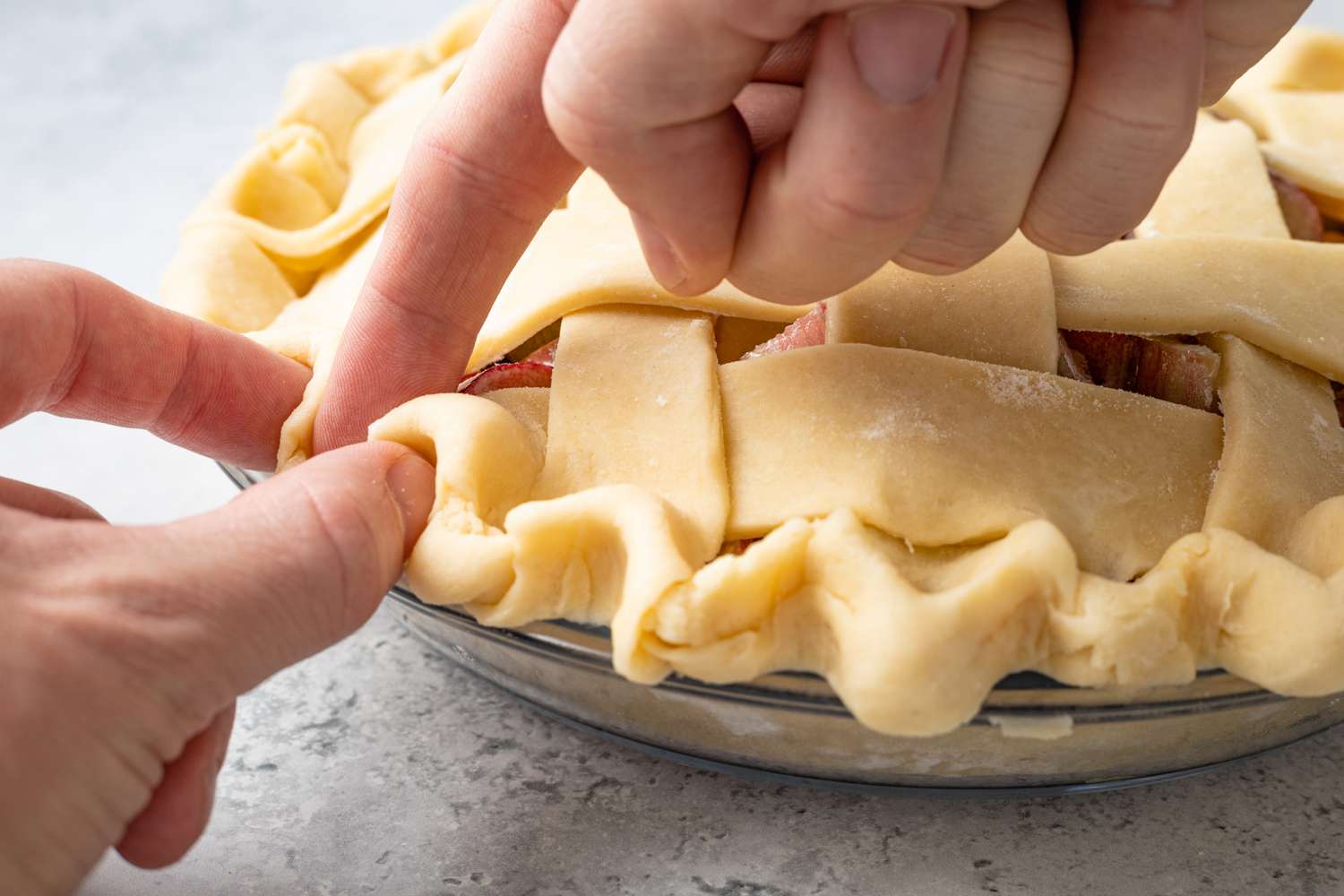 Outer Rim of Rhubarb Pie Crimped