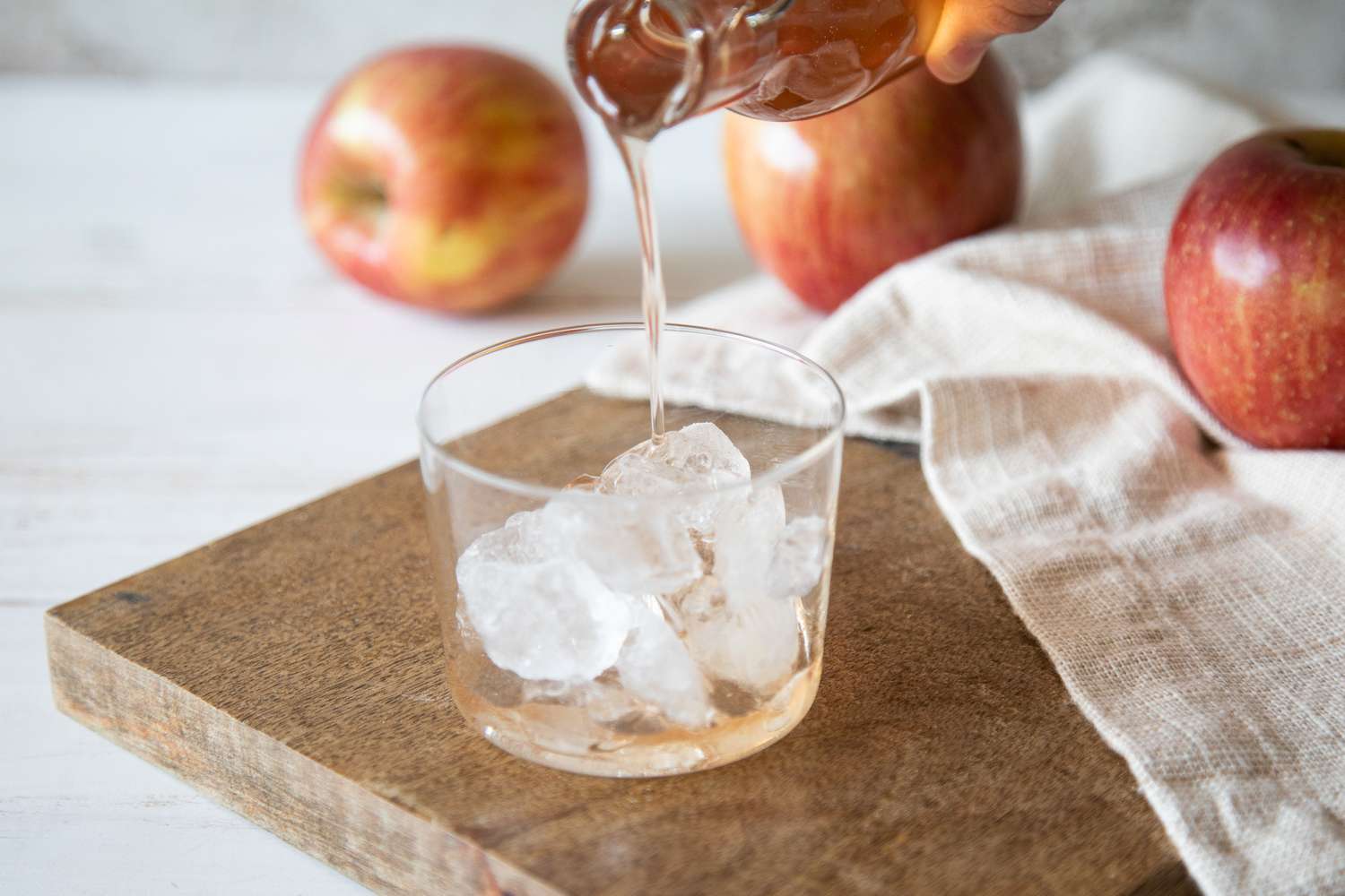 Spiced apple core simple syrup in glass cup