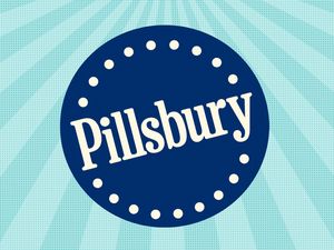 Pillsbury logo in blue circle with white text and decorative dots