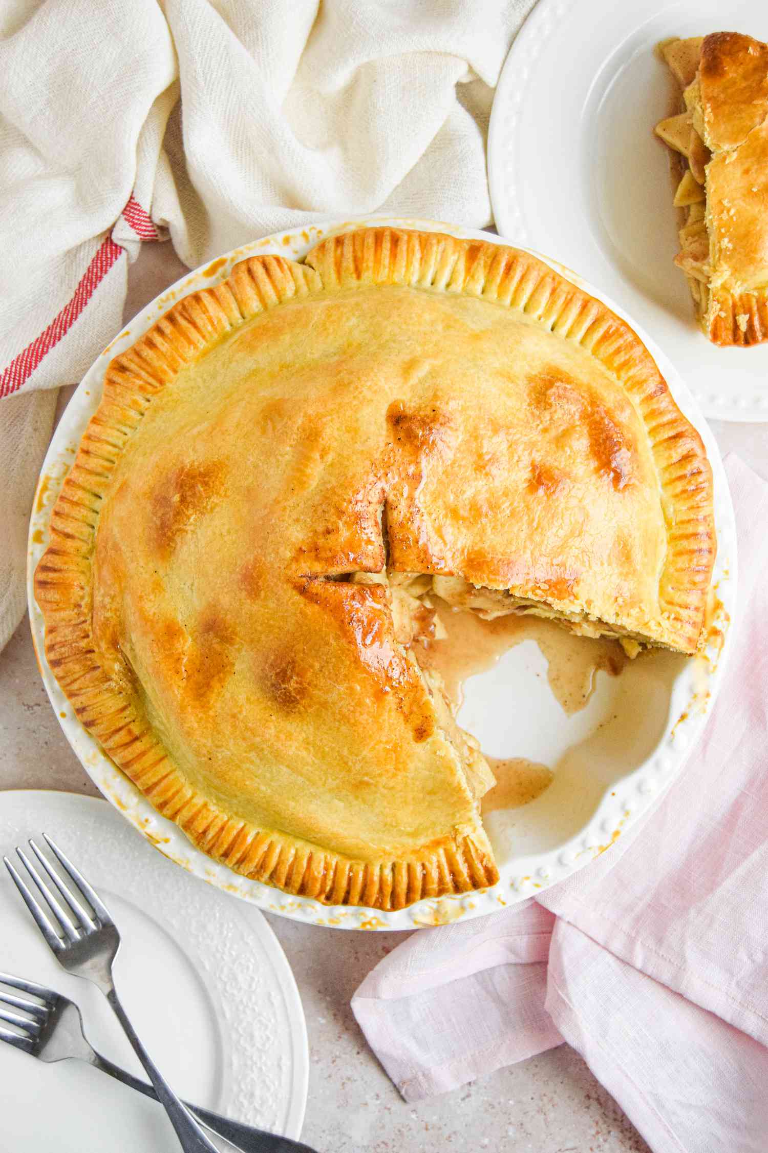 Homemade Apple Pie with a Serving Cut Out