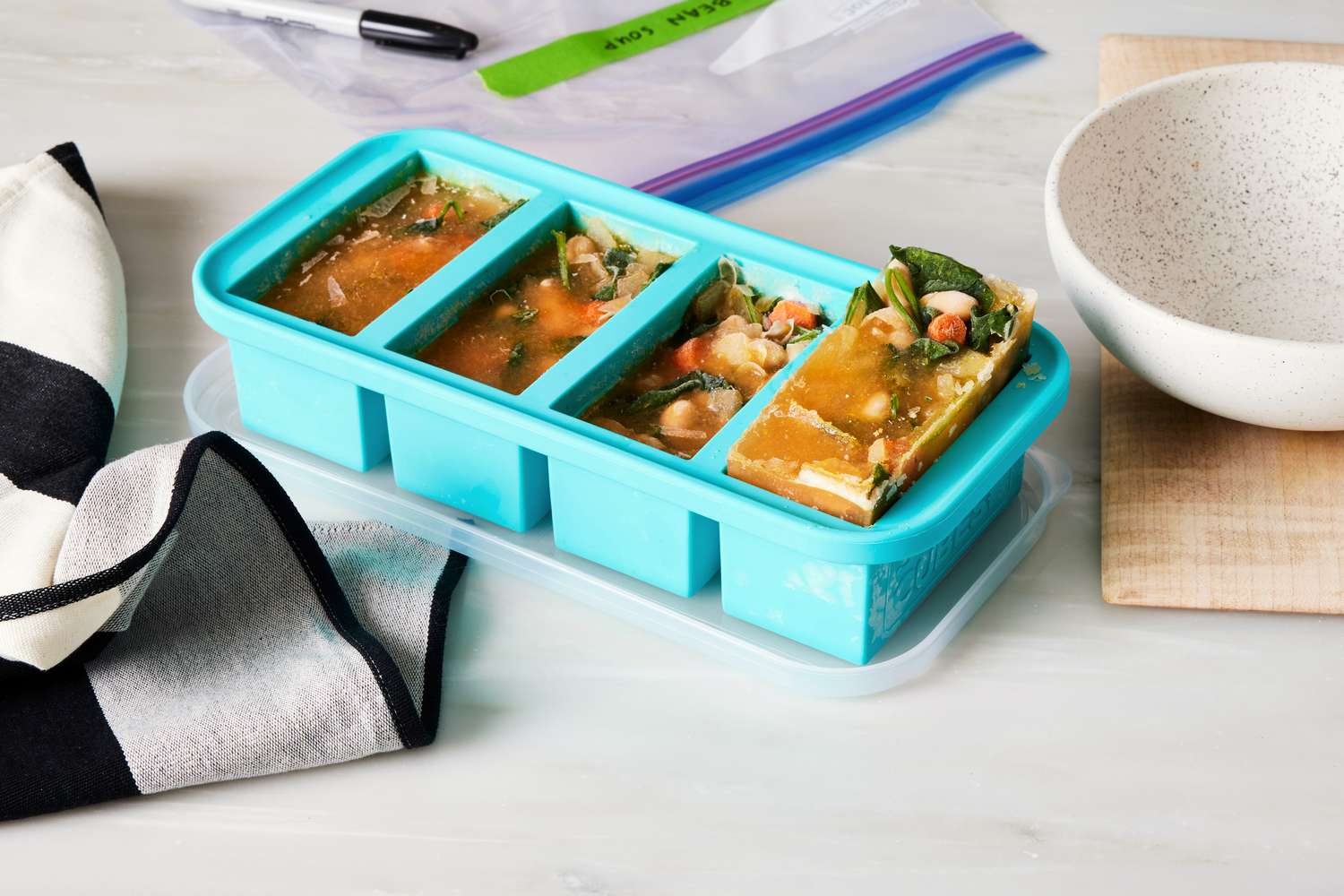 Frozen soup in Souper Cube tray