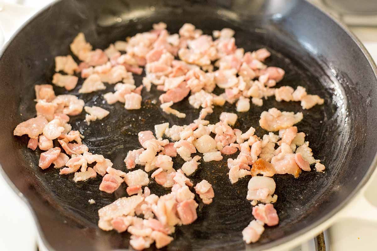 Cook the bacon for making German Potato Salad