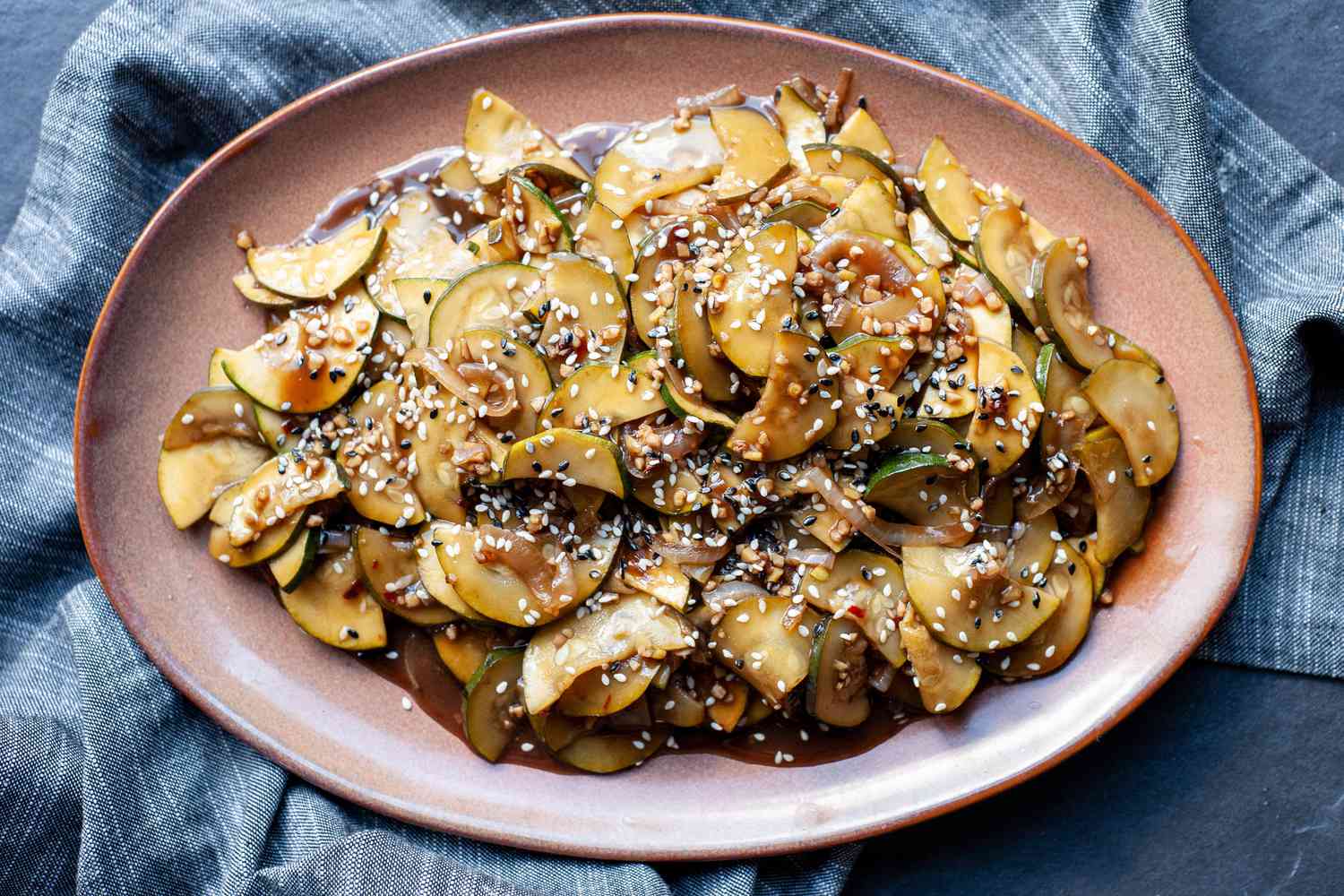 Zucchini Stir-Fry on a Platter