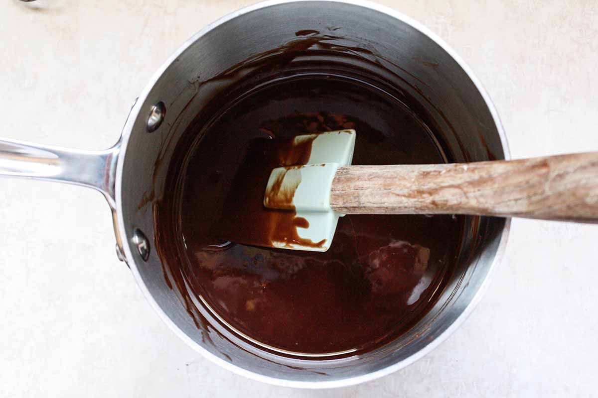 Chocolate and Vanilla Ice Cream Sandwich - mixing brownie batter