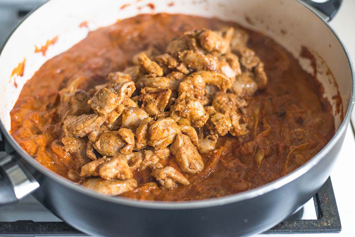 Best Chicken Tikka Masala Recipe Add the chicken to tikka masala sauce