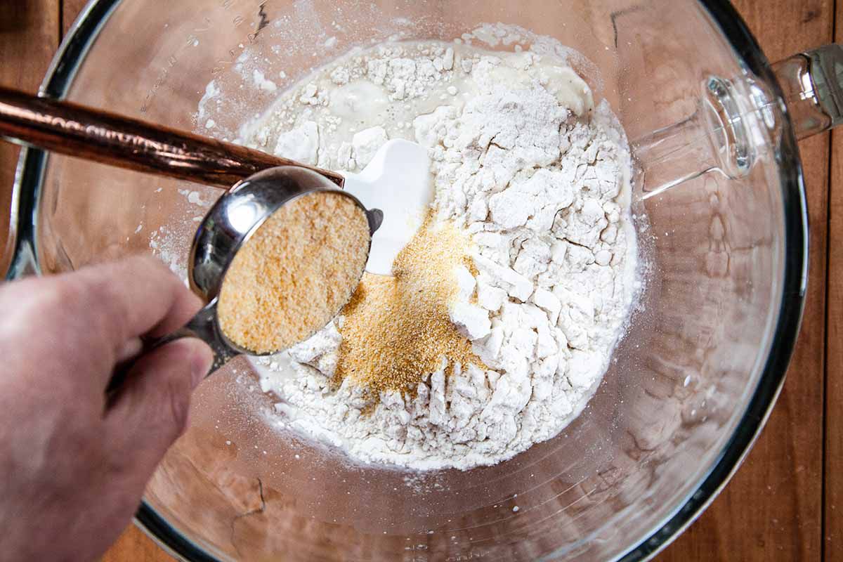 Best Belgian Waffle Recipe add the cornmeal