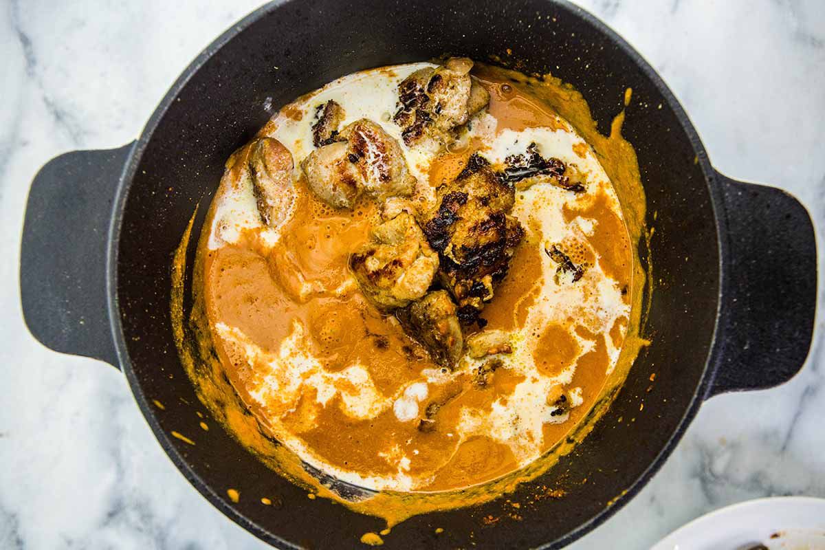Best Butter Chicken Recipe add the cream