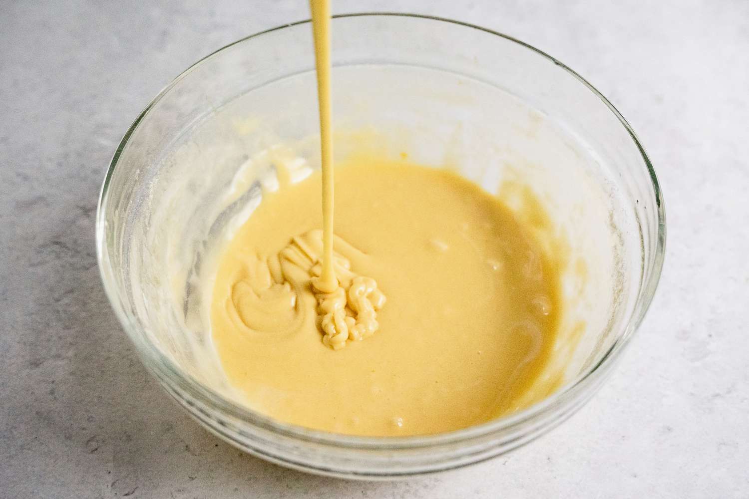 Batter drizzled on itself creates ribbons.