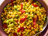 close up of Corn and Edamame Succotash