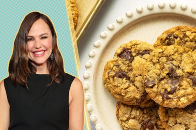 Caroline Campbell smiling next to a plate of cookies