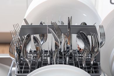 Utensils in a dishwasher