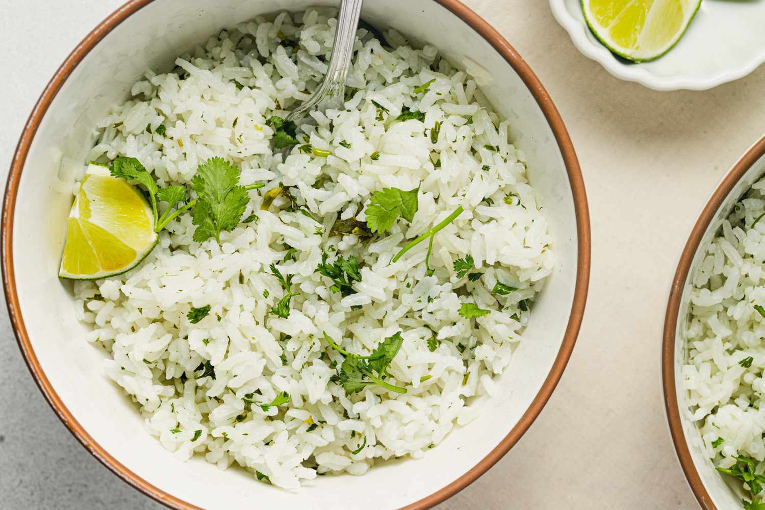 Coconut Lime Rice with a Lime Wedge