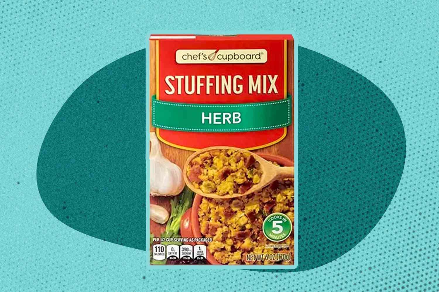 box of Aldi Chef's Cupboard Stuffing Mix Herb