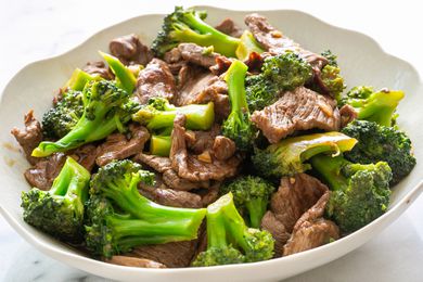 Bowl of beef and broccoli stir fry