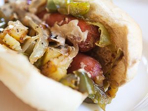 A classic New Jersey Italian Hot Dog
