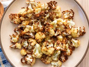 Garlicky Air Fryer Cauliflower on a plate