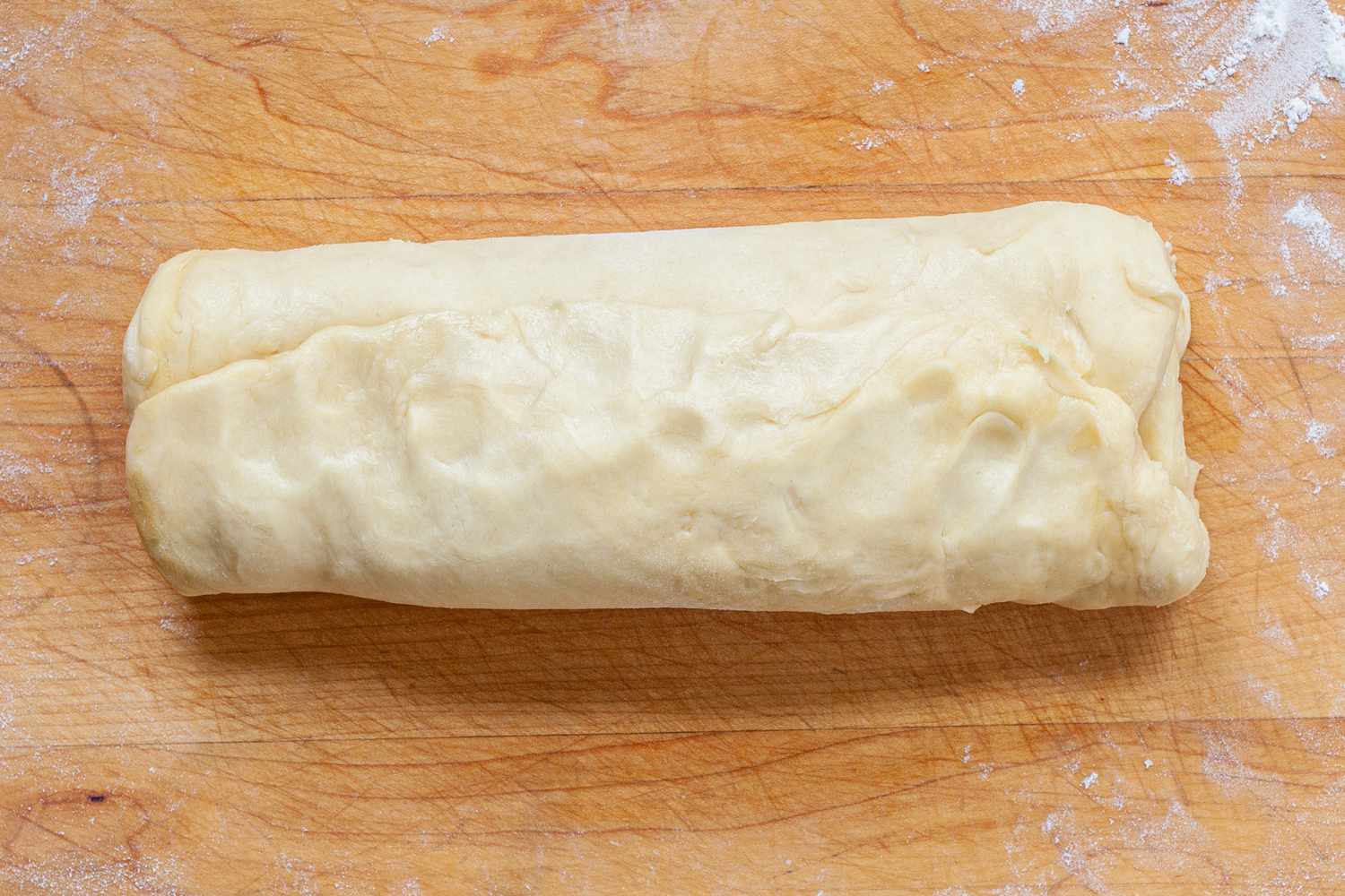 Brioche Sandwich Loaf Dough Rolled into a Log