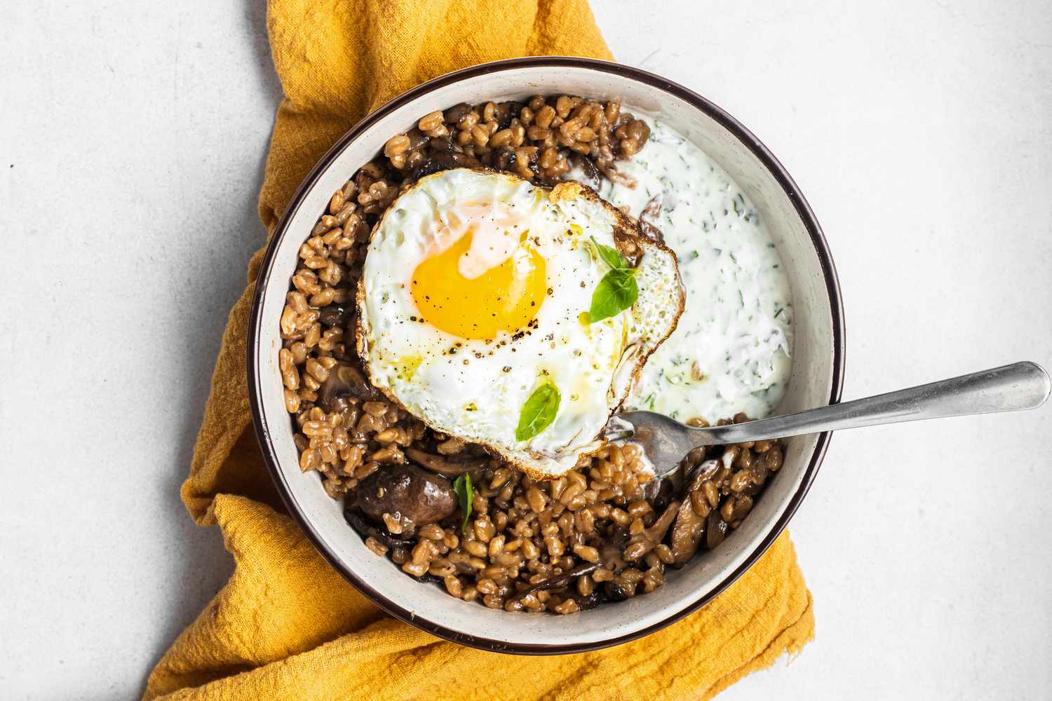 Farro, Mushroom, and Egg Grain Bowls